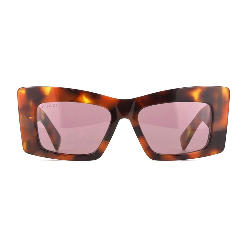 Gucci Sunglasses Square Full Rim, Havana Frame and Lilac Lens GG1842S003