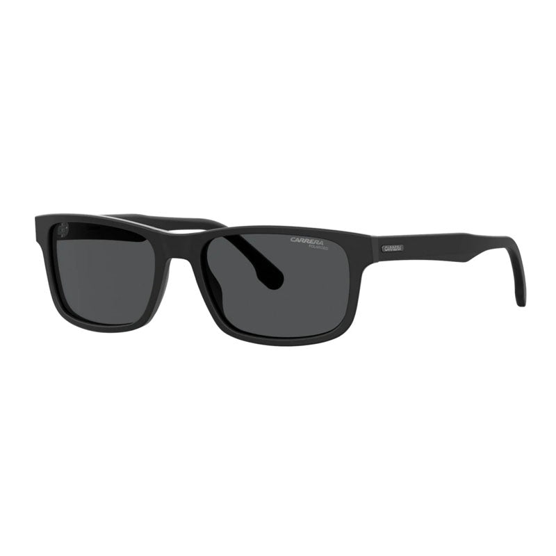 Carrera Sunglasses Rectangle Full Rim, Matte Black Frame and Grey Polarized Lens CARRERA299/S0003M9