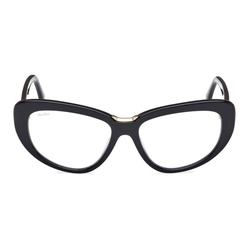 Max Mara Eyeglasses Cat Eye Full Rim, Shiny Black Frame and Clear/Blue-Light Block Lenses Lens MM5109-B001