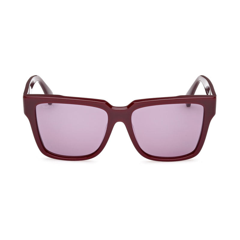 Max Mara Sunglasses Square Full Rim, Shiny Bordeaux Frame and Violet Lens MM007869Y