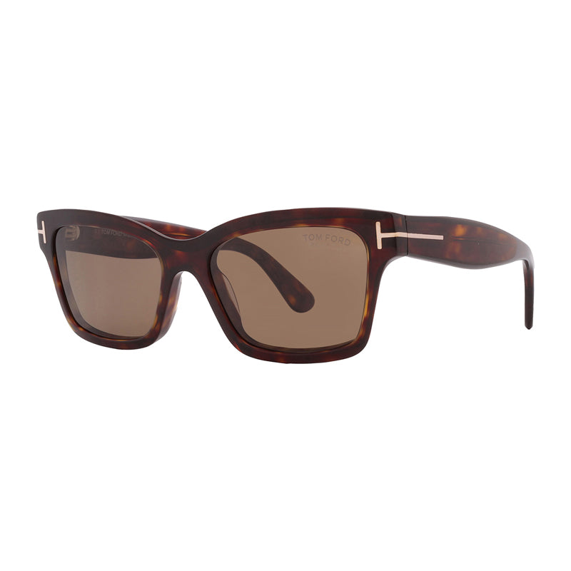 Tom Ford Sunglasses Rectangle Full Rim, Dark Havana Frame and Brown Polarized Lens FT108552H