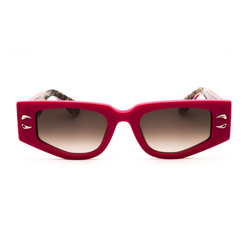 Roberto Cavalli Sunglasses Rectangle Full Rim, Shiny Fuchsia Frame and Brown Gradient Lens SRC057M09M3