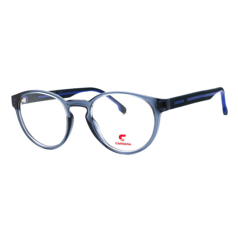 Carrera Eyeglasses Round Full Rim, Transparent Blue Frame and Clear Demo Lenses Lens CARRERA88860PJP00
