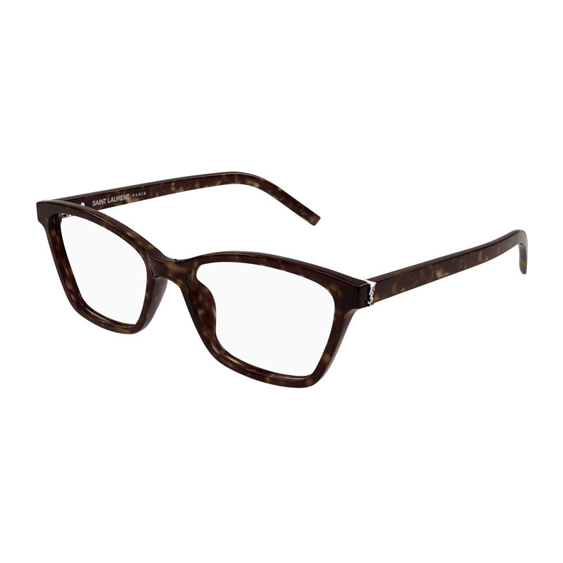 Saint Laurent Eyeglasses Cat Eye Full Rim, Havana Frame and Clear Demo Lenses Lens SLM128002