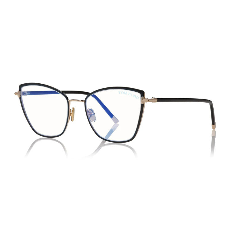 Tom Ford Eyeglasses Square Full Rim, Black Enamel Frame and Clear Demo Lenses Lens FT5740-B001