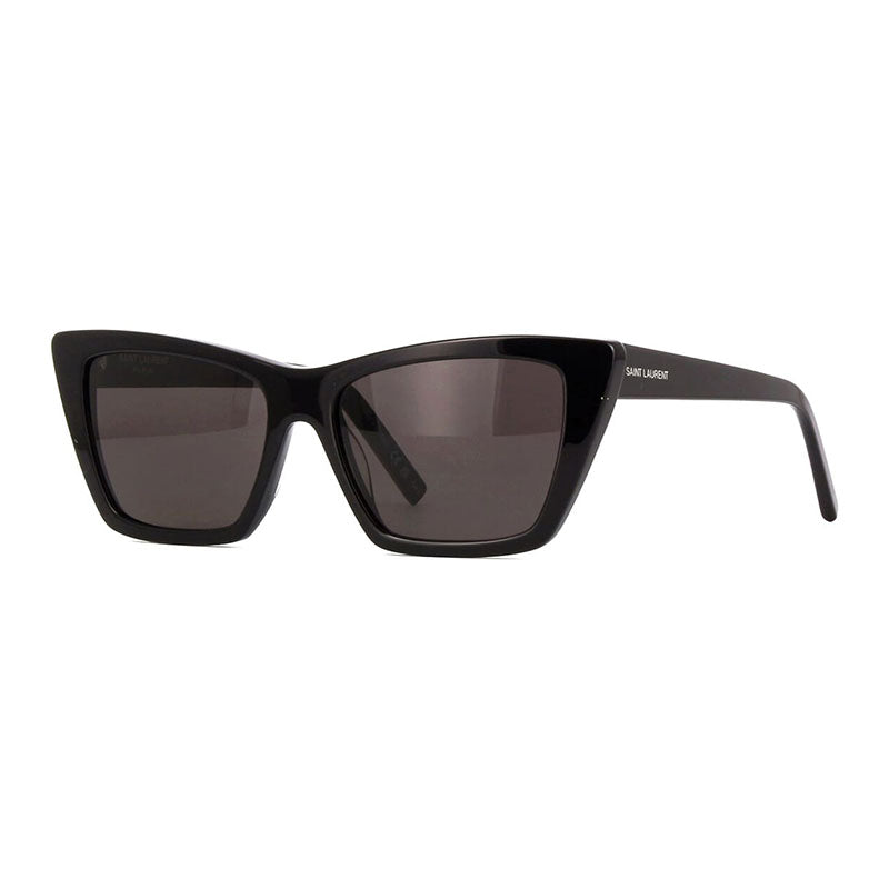 Saint Laurent Sunglasses Cat Eye Full Rim, Shiny Black Frame and Grey Lens SL276MICA032