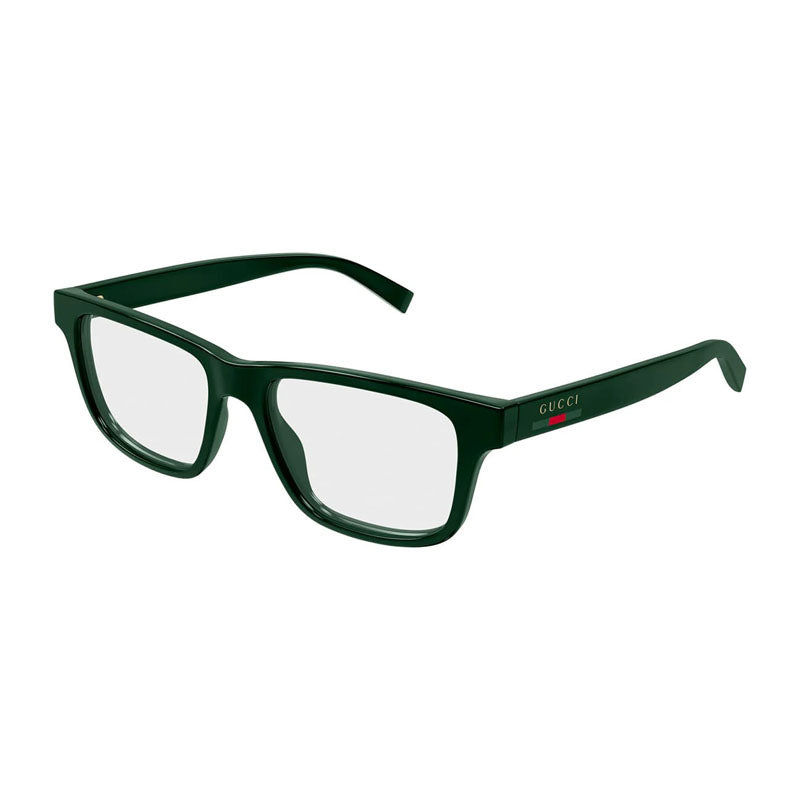 Gucci Eyeglasses Square Full Rim, Dark Green Frame and Clear Demo Lens Lens GG1987O004