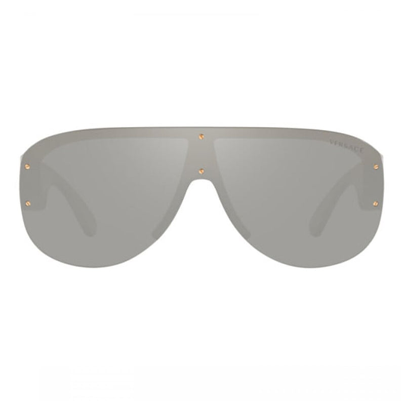 Versace Sunglasses Aviator Semi Rim, Transparent Grey Frame and Light Grey Mirror Silver Lens VE4391311/6G