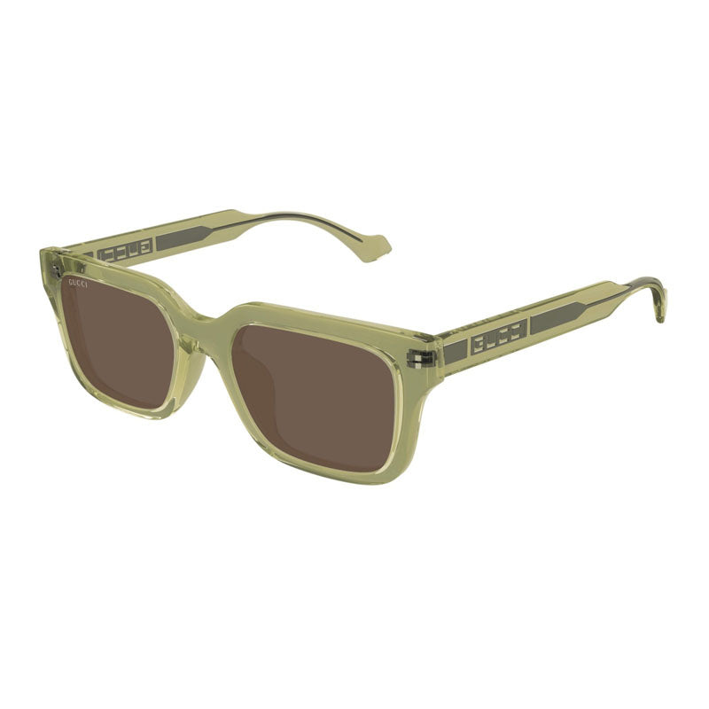 Gucci Sunglasses Square Full Rim, Shiny Green Frame and Brown Lens GG1732SK003