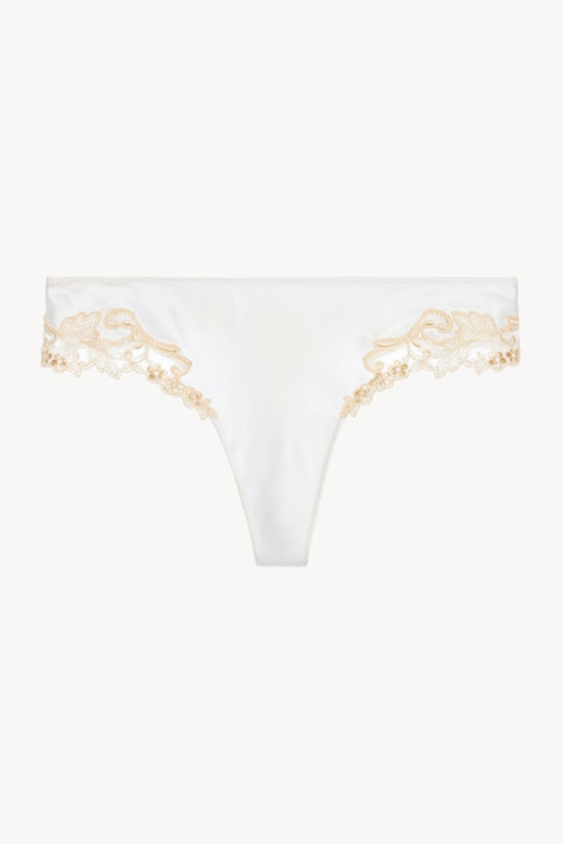 La Perla Embroidered Trim Scalloped Edge Thong Plm51220