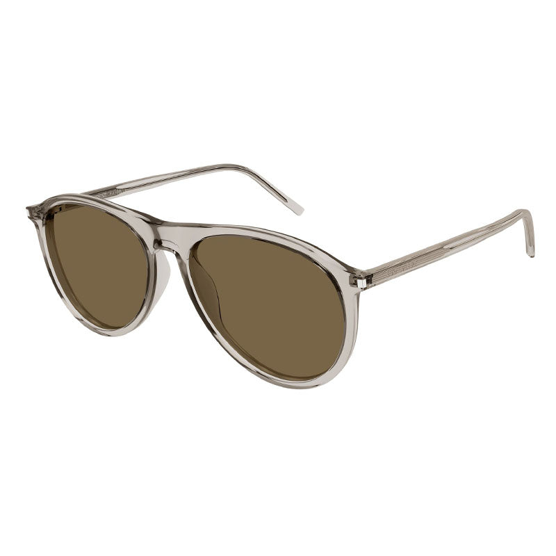 Saint Laurent Sunglasses Aviator Full Rim, Transparent Beige Frame and Brown Lens SL667004