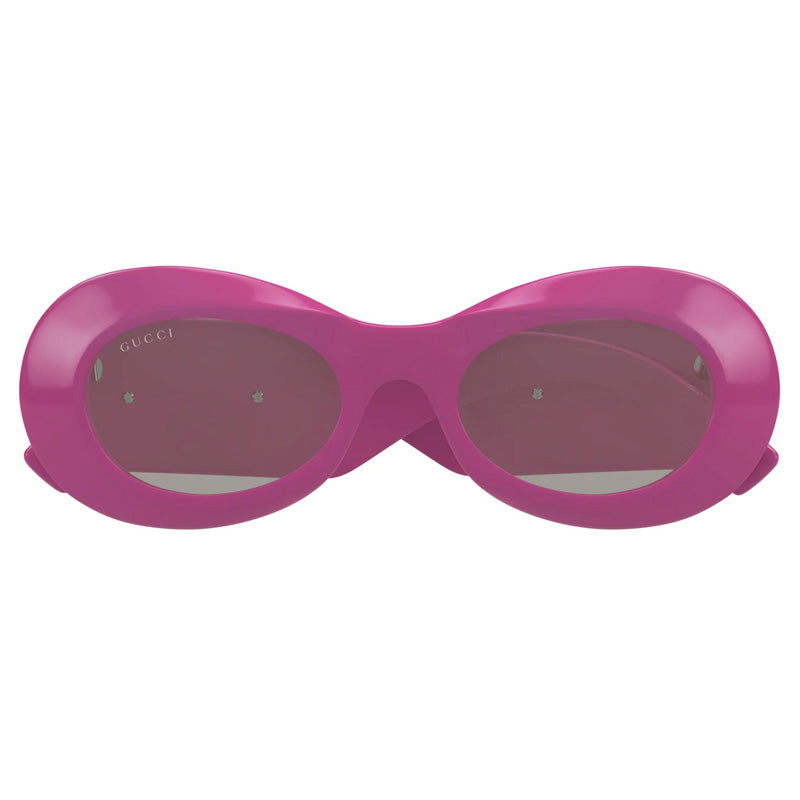 Gucci Sunglasses Oval Full Rim, Shiny Fuchsia Frame and Light Grey Lens GG1696S004