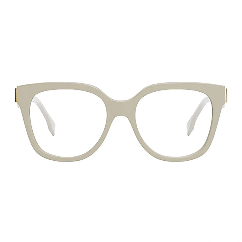 Fendi Eyeglasses Square Full Rim, Pale Silver Frame and Clear Demo Lenses Lens FE50064F025