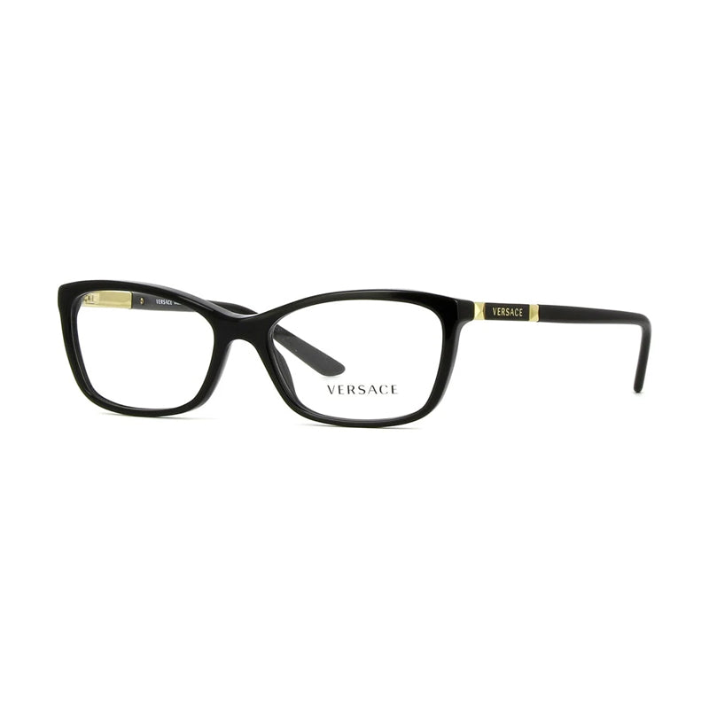 Versace Eyeglasses Rectangle Full Rim, Black Frame and Clear Demo Lenses Lens VE3186GB1