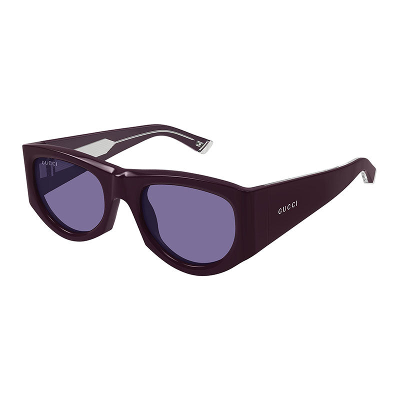 Gucci Sunglasses Square Full Rim, Shiny Solid Plum Frame and Solid Violet Lens GG1917S010