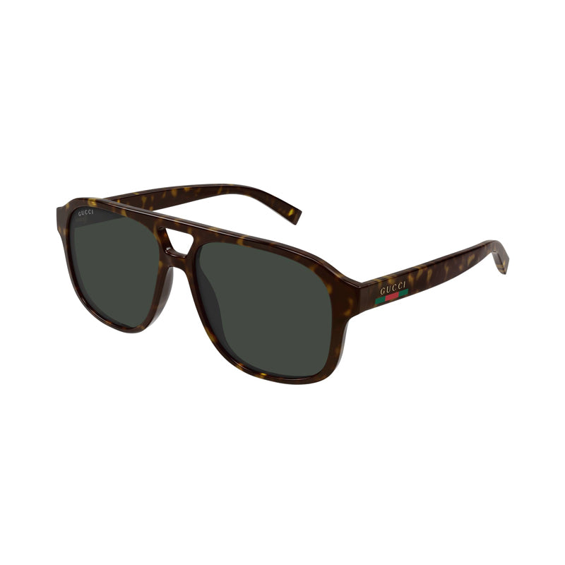 Gucci Sunglasses Aviator Full Rim, Dark Havana Frame and Green Lens GG1856S002