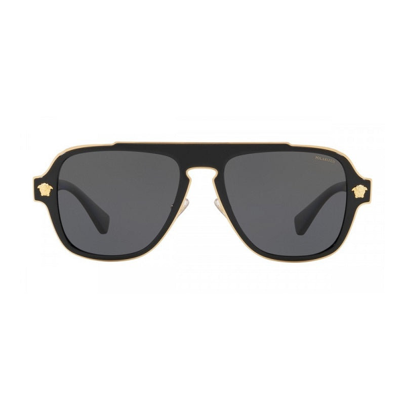 Versace Sunglasses Aviator Full Rim, Black Frame and Dark Grey Polarized Lens VE2199100281