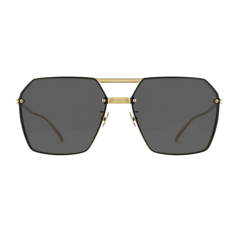 Bottega Veneta Sunglasses Square Full Rim, Gold Frame and Grey Lens BV1045S001