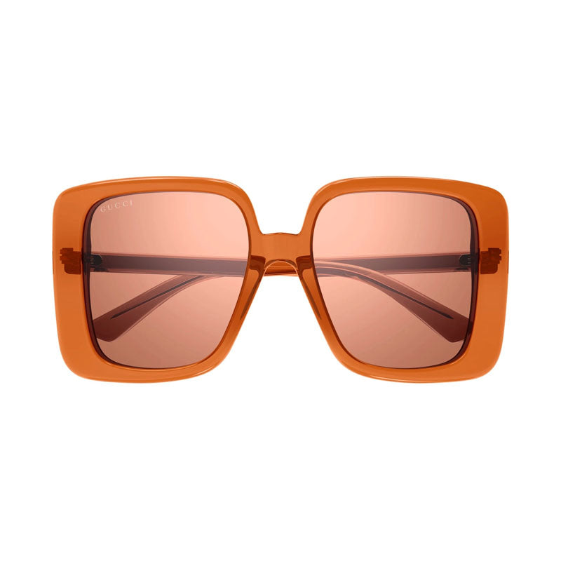 Gucci Sunglasses Square Full Rim, Transparent Rust Frame and Orange Lens GG1314S004