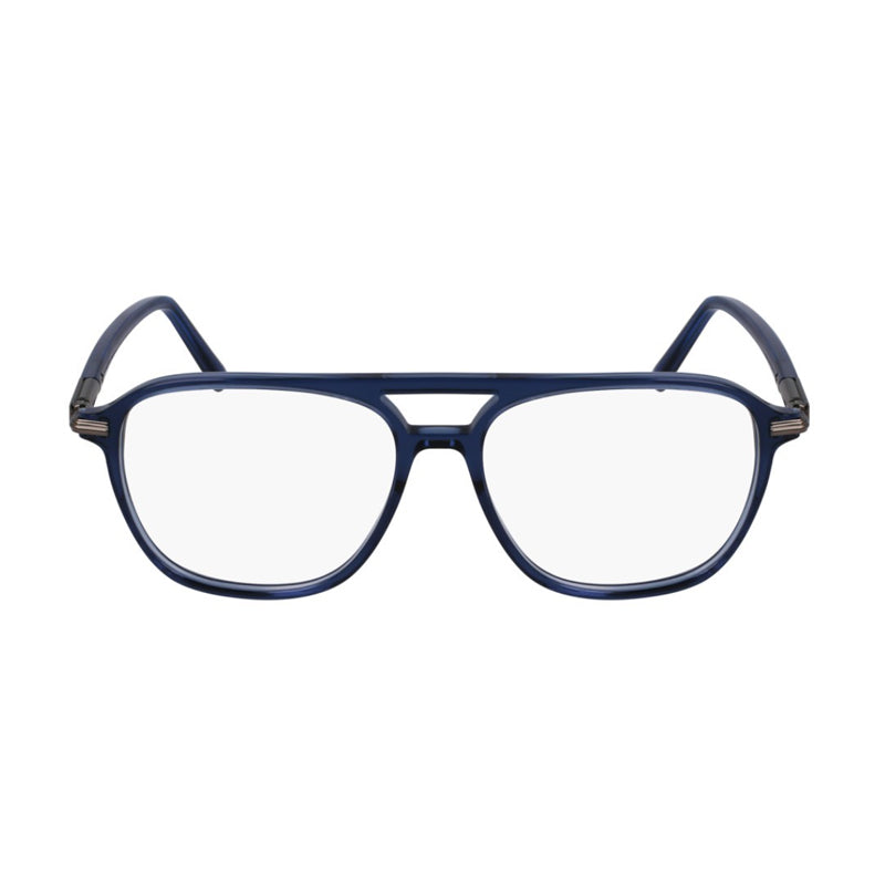 Ferragamo Salvatore Ferragamo Eyeglasses Square Full Rim, Transparent Blue Frame and Clear Demo Lens Lens SF3006432