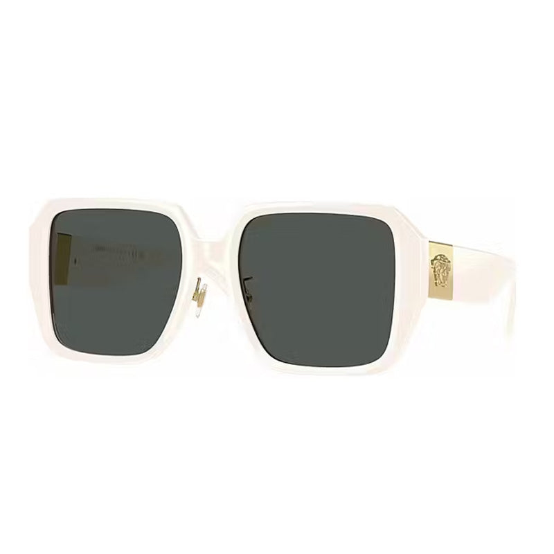 Versace Sunglasses Square Full Rim, Ivory White Frame and Dark Grey Lens VE4472D548487