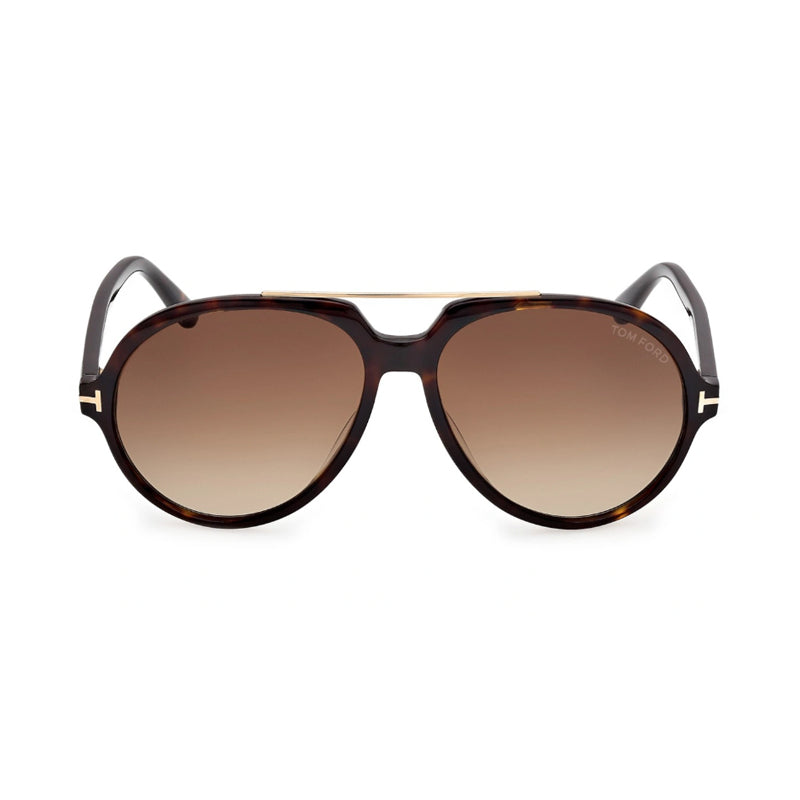 Tom Ford Sunglasses Aviator Full Rim, Dark Havana Frame and Brown Gradient Lens FT121052F