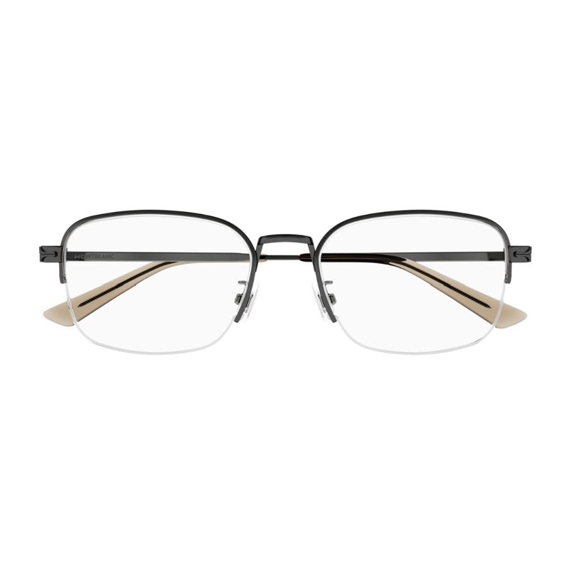 Montblanc Eyeglasses Rectangle Semi Rim, Grey Frame and Clear Demo lens Lens MB0269OA003