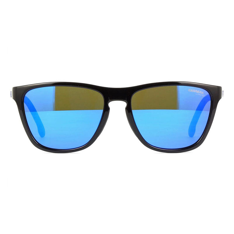 Carrera Sunglasses Square Full Rim, Black Frame and Blue Mirror Lens CARRERA8058/S0D51Z0