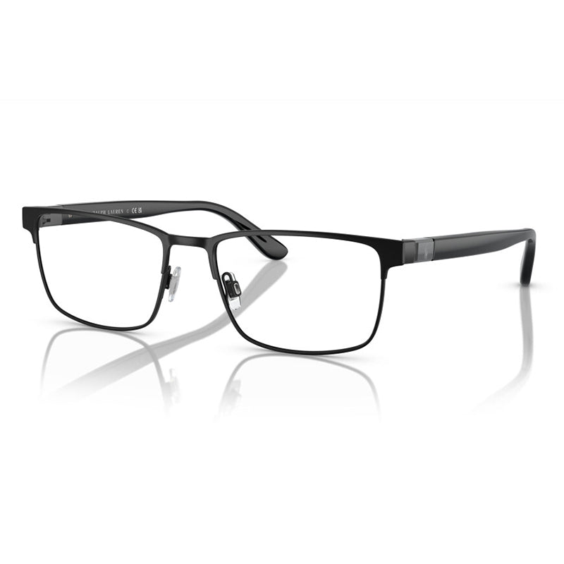 Polo Ralph Lauren Eyeglasses Rectangle Full Rim, Semi Shiny Black Shiny Black Frame and Clear Demo Lenses Lens PH12229304