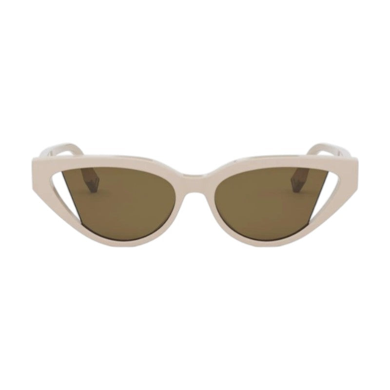 Fendi Sunglasses Cat Eye Full Rim, Shiny Brown Frame and Brown Lens FE40009I57J
