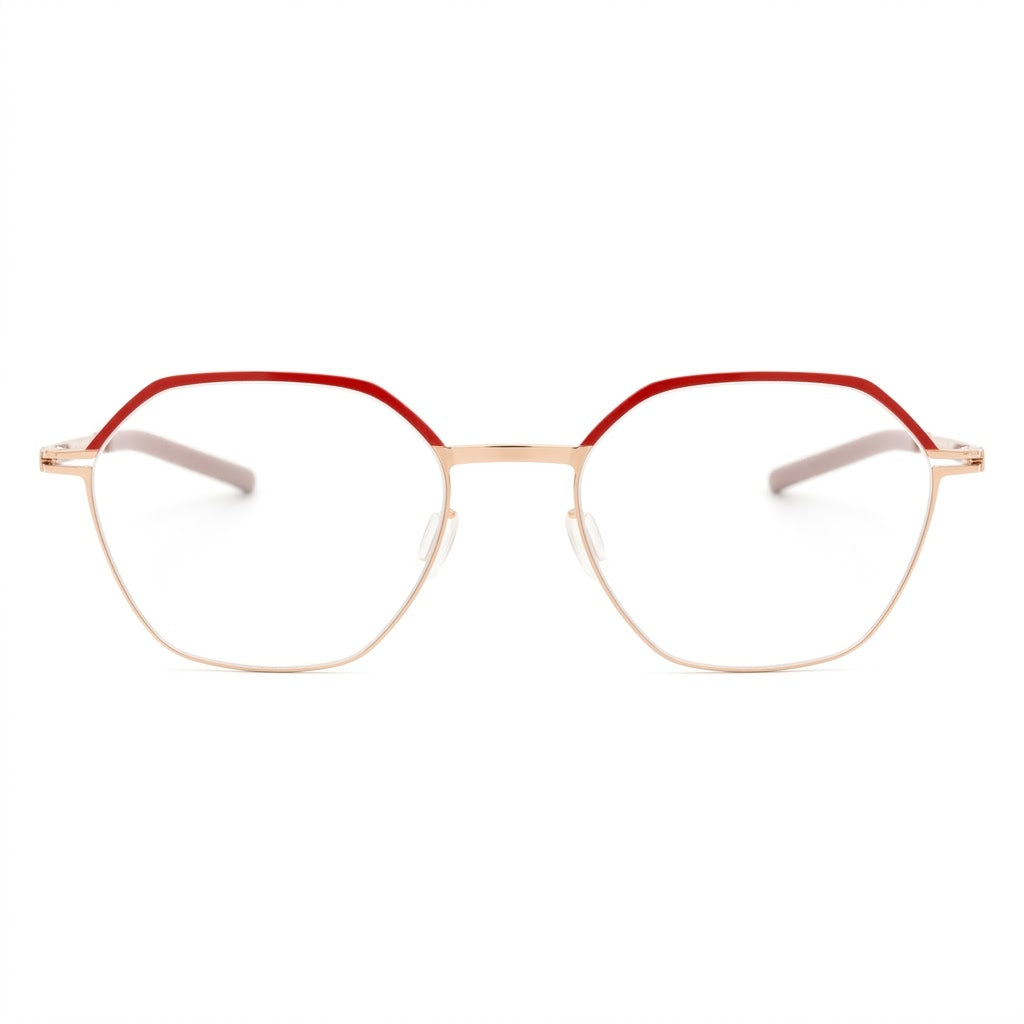 Ic! Berlin Eyeglasses Rectangle Full Rim, Rogochi Pop/Rose Gold/Nude Frame and Clear Demo Lenses Lens MALOJAM1631081