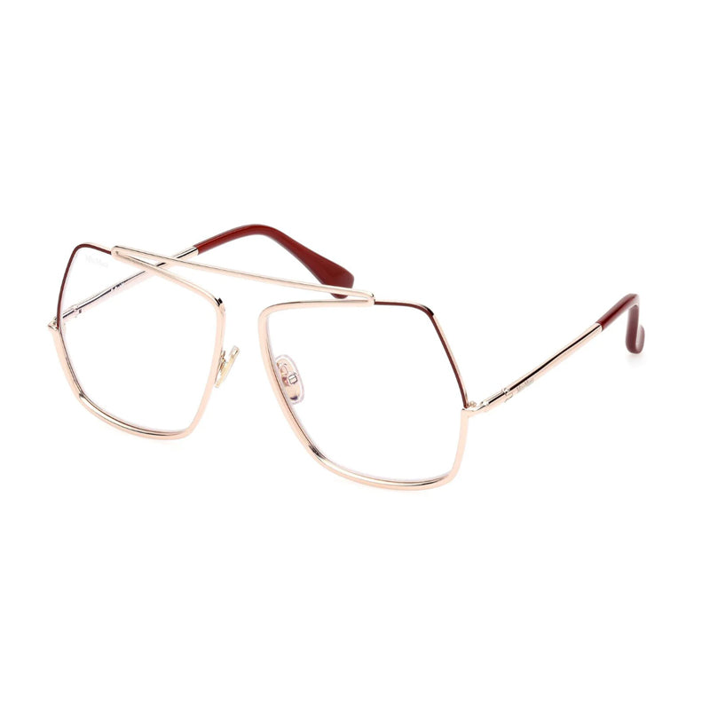 Max Mara Eyeglasses Square Full Rim, Rose Gold Frame and Clear Demo Lens Lens MM5118028