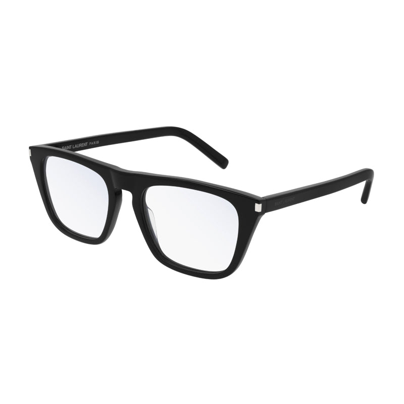 Saint Laurent Eyeglasses Square Full Rim, Black Frame and Clear Demo Lenses Lens SL343001