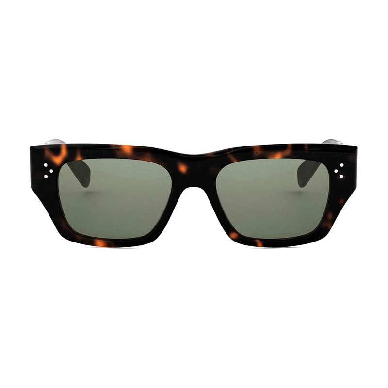 Celine Sunglasses Square Full Rim, Havana Frame and Green Lens CL40297U52N