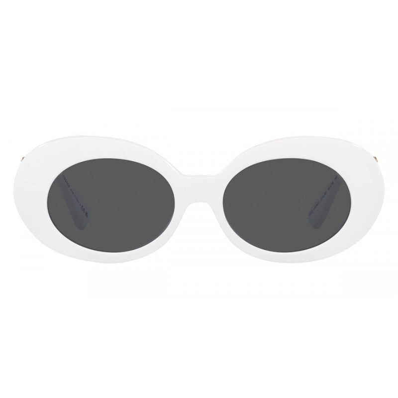 Versace Sunglasses Oval Full Rim, White Frame and Dark Grey Lens VE4426BU314/87