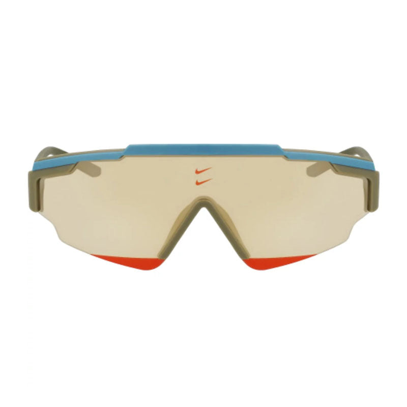 Nike Sunglasses Shield Semi Rim, Matte Medium Olive Frame and Gold Mirror Lens NIKEMARQUEEEDGEM390