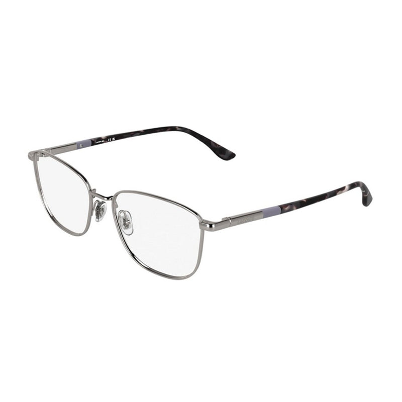 Lacoste Eyeglasses Square Full Rim, Light Gunmetal Frame and Clear Demo Lens Lens L2317033