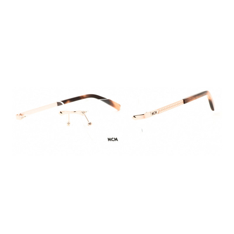 Mcm Eyeglasses Rectangle Rimless, Shiny Rose Gold Frame and Clear Demo Lenses Lens MW5018-H028