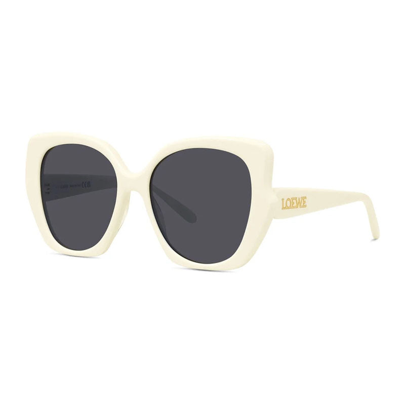 Loewe Sunglasses Cat Eye Full Rim, Ivory Frame and Smoke Lens LW40133I25A