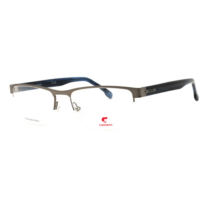 Carrera Eyeglasses Rectangle Semi Rim, Matte Dark Ruthenium Frame and Clear Demo Lenses Lens CARRERA88880R8000