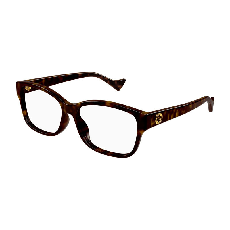 Gucci Eyeglasses Square Full Rim, Dark Havana Frame and Clear Demo Lens Lens GG1259OA002