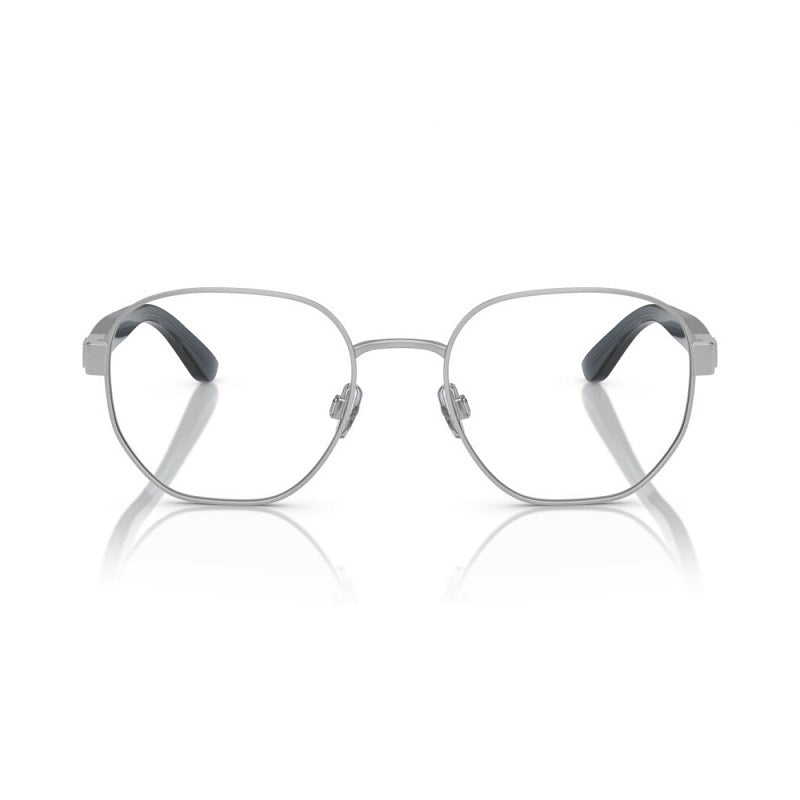Polo Ralph Lauren Eyeglasses Rectangle Full Rim, Semi Shiny Silver Transparent Blue Frame and Clear Demo Lenses Lens PH12249316