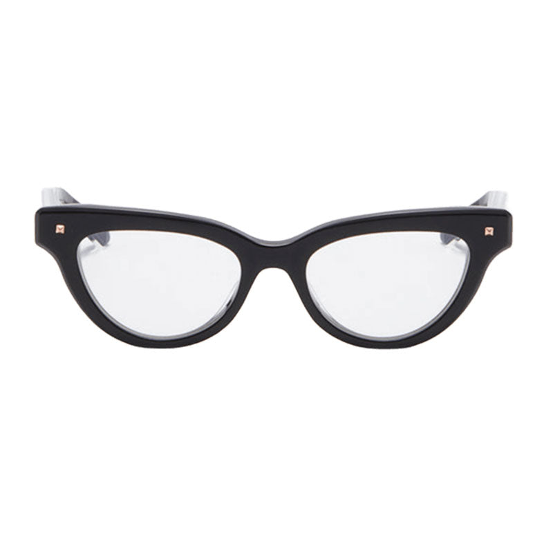 Valentino Eyeglasses Cat Eye Full Rim, Shiny Black Frame and Clear Demo Lens Lens VLX-124A