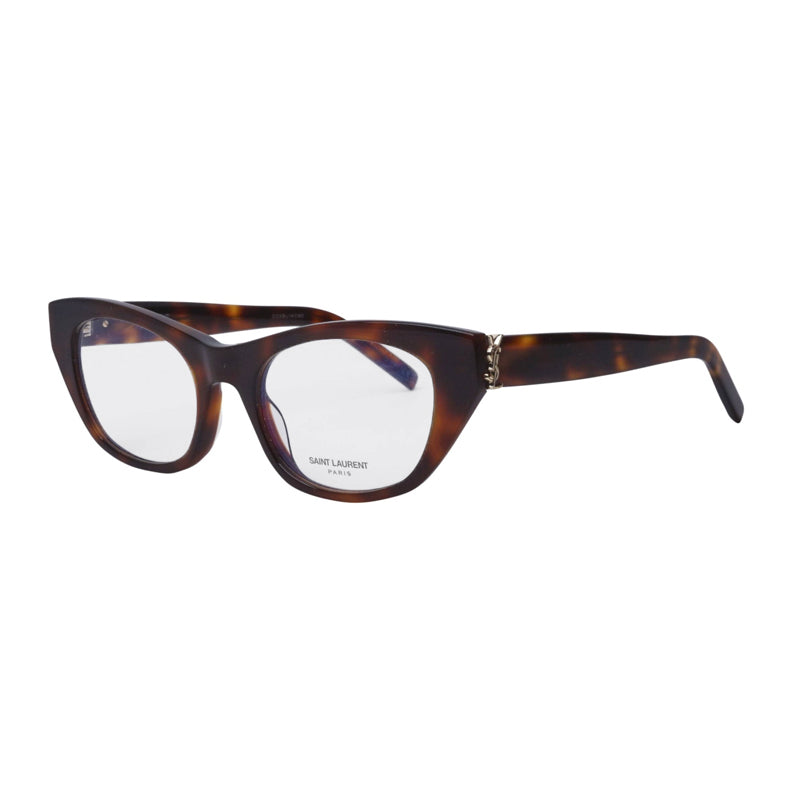 Saint Laurent Eyeglasses Cat Eye Full Rim, Dark Havana Frame and Clear Demo Lenses Lens SLM80002