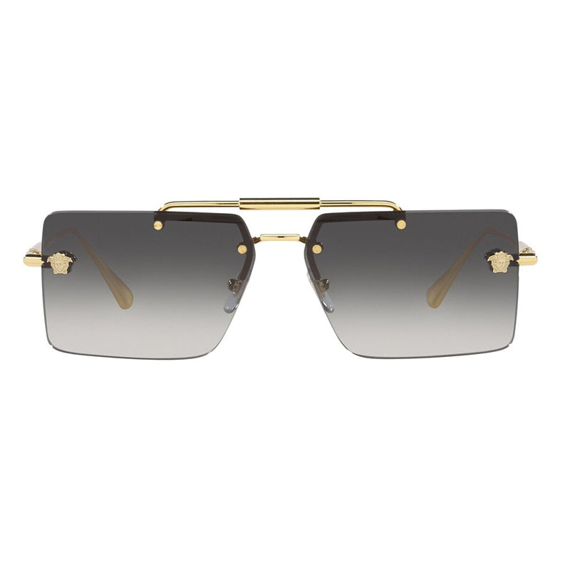 Versace Sunglasses Rectangle Rimless, Gold Frame and Grey Gradient Lens VE224510028G