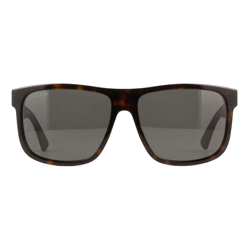 Gucci Sunglasses Square Full Rim, Havana Frame and Grey Lens GG0010S003