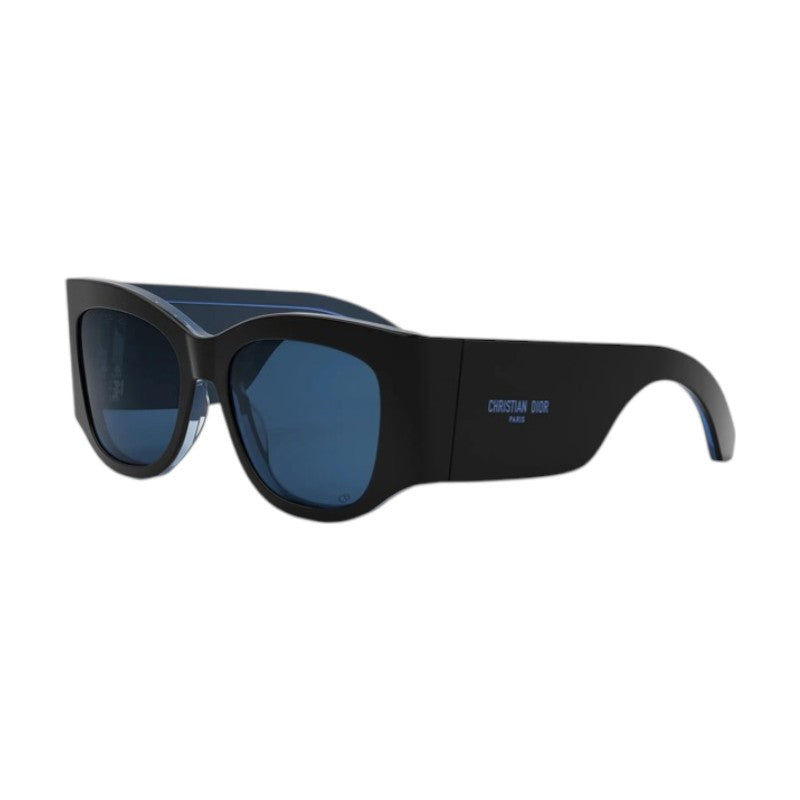 Dior Sunglasses Square Full Rim, Shiny Black Frame and Blue Lens DIORNUITS1I17B0