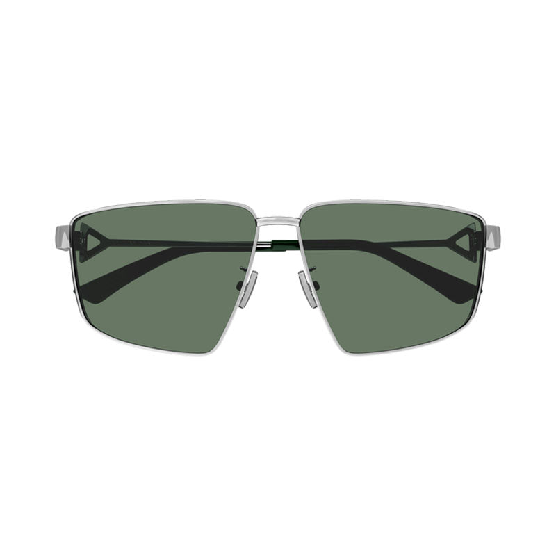 Bottega Veneta Sunglasses Square Full Rim, Silver Frame and Green Lens BV1223S003