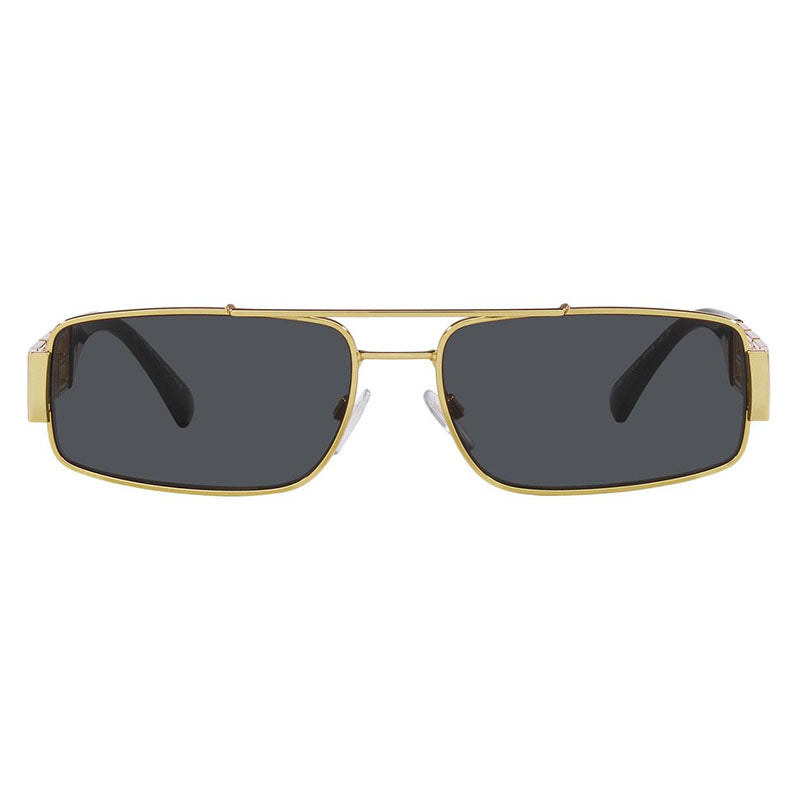 Versace Sunglasses Rectangle Full Rim, Gold Frame and Dark Grey Lens VE2257100287