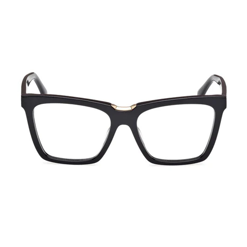 Max Mara Eyeglasses Square Full Rim, Shiny Black Frame and Clear Demo Lenses Lens MM5111001